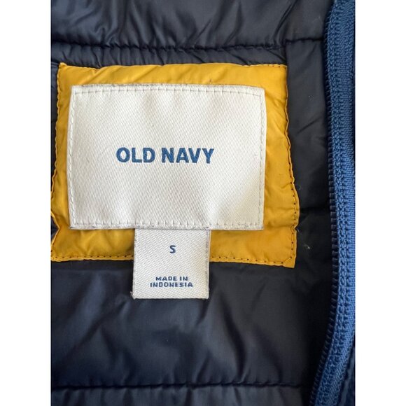 Old Navy Mens Puffer Jacket Small Blue Polyester Full Zip Quilted Lightweight - Picture 4 of 12